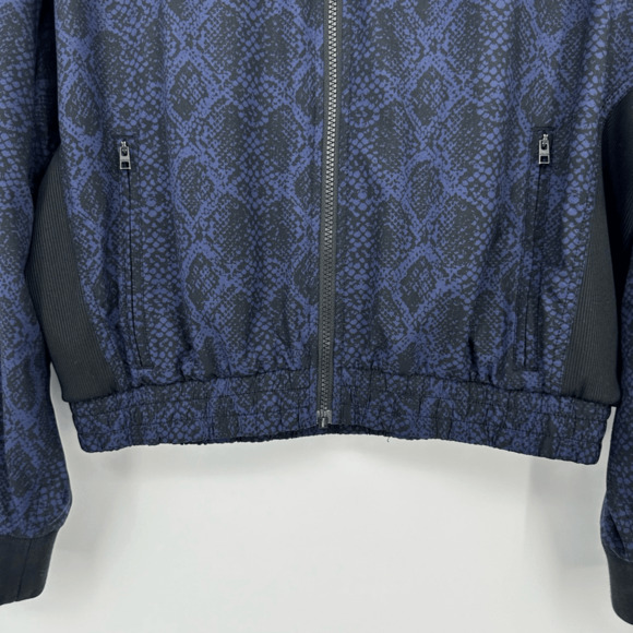 Athleta Womens M Brooklyn Track Bomber Jacket Black Blue Full Zip Athleisure - Picture 9 of 10